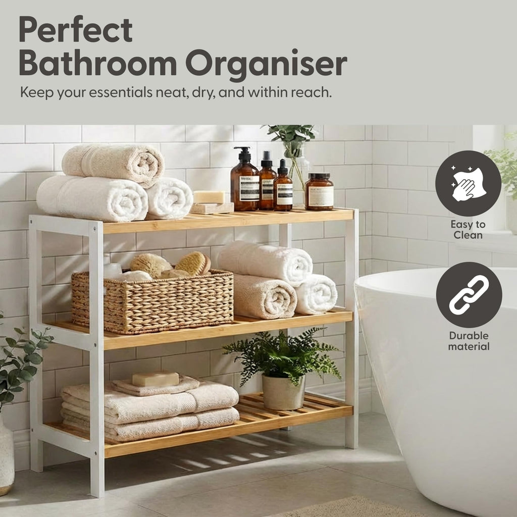 3-Tier Bamboo Shoe Rack – Wooden Shoe Storage Organiser