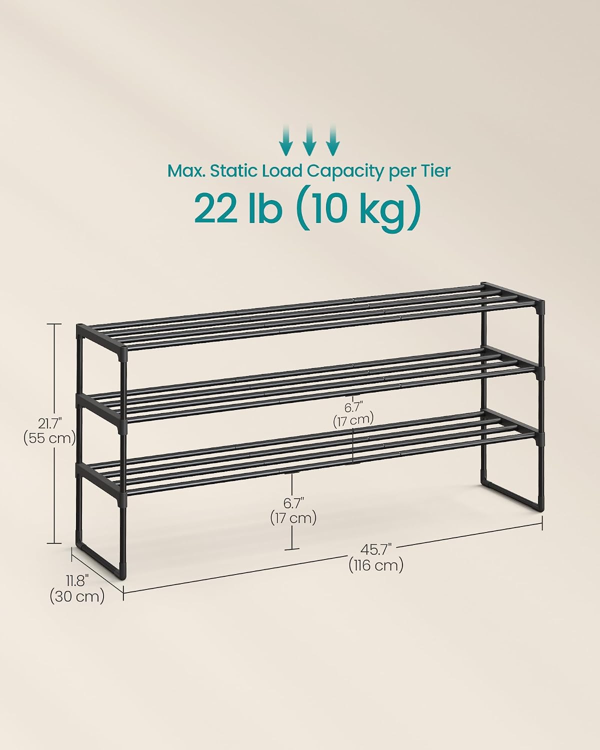 3-Tier Metal Shoe Rack – Multi-Level Shoe Storage Organiser