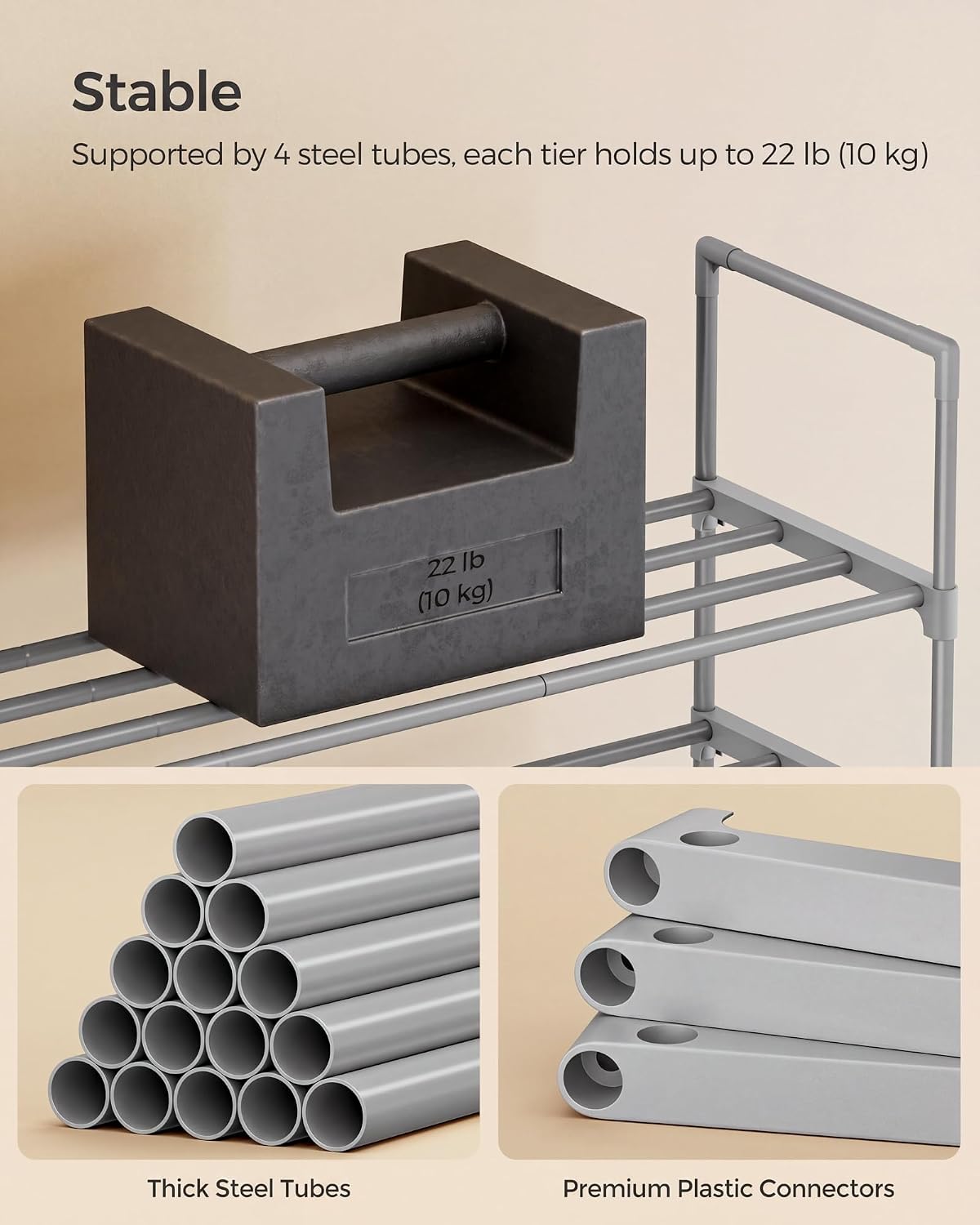 3-Tier Metal Shoe Rack – Multi-Level Shoe Storage Organiser