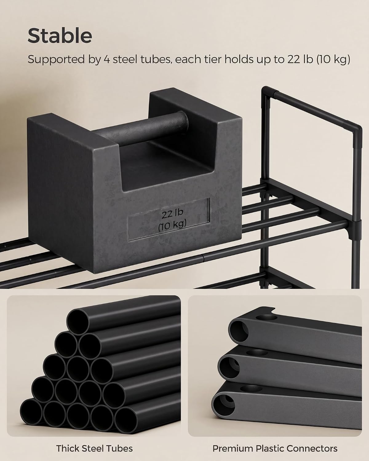 3-Tier Metal Shoe Rack – Multi-Level Shoe Storage Organiser