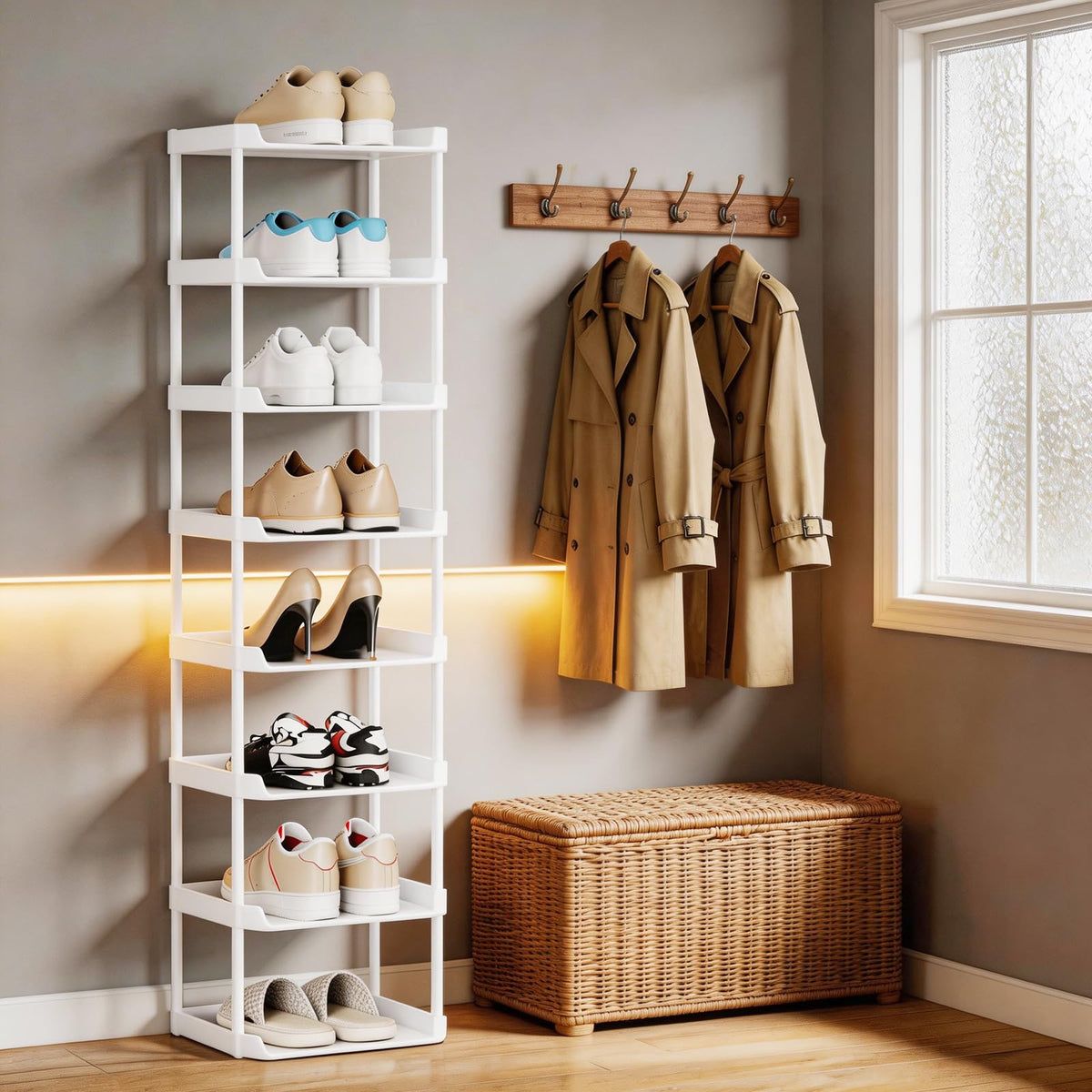 4-Tier Double Row Shoe Rack – Space Saving Shoe Storage Stand
