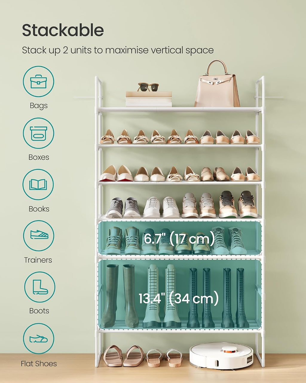 3-Tier Metal Shoe Rack – Multi-Level Shoe Storage Organiser