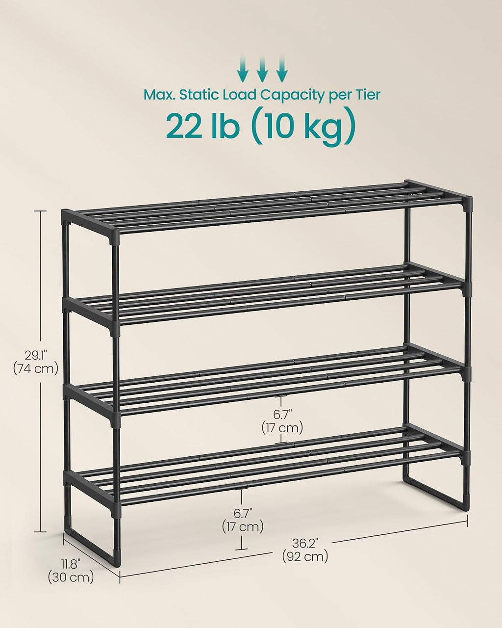 3-Tier Metal Shoe Rack – Multi-Level Shoe Storage Organiser