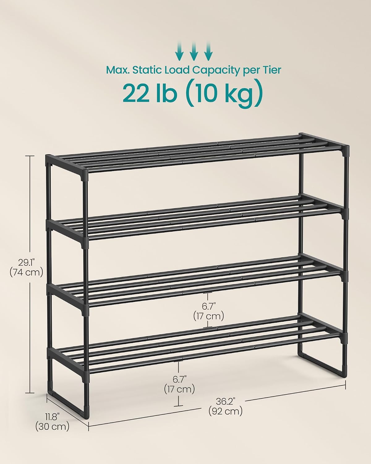 3-Tier Metal Shoe Rack – Multi-Level Shoe Storage Organiser