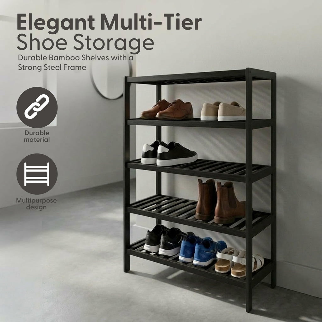3-Tier Bamboo Shoe Rack – Wooden Shoe Storage Organiser