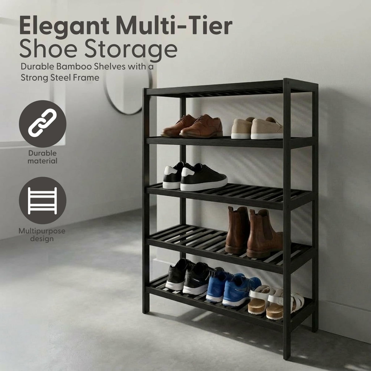 3-Tier Bamboo Shoe Rack – Wooden Shoe Storage Organiser