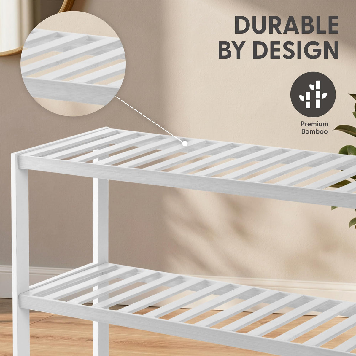 3-Tier Bamboo Shoe Rack – Wooden Shoe Storage Organiser