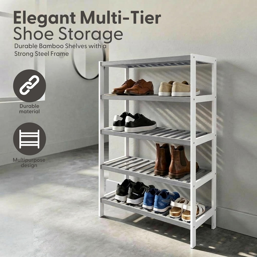 3-Tier Bamboo Shoe Rack – Wooden Shoe Storage Organiser