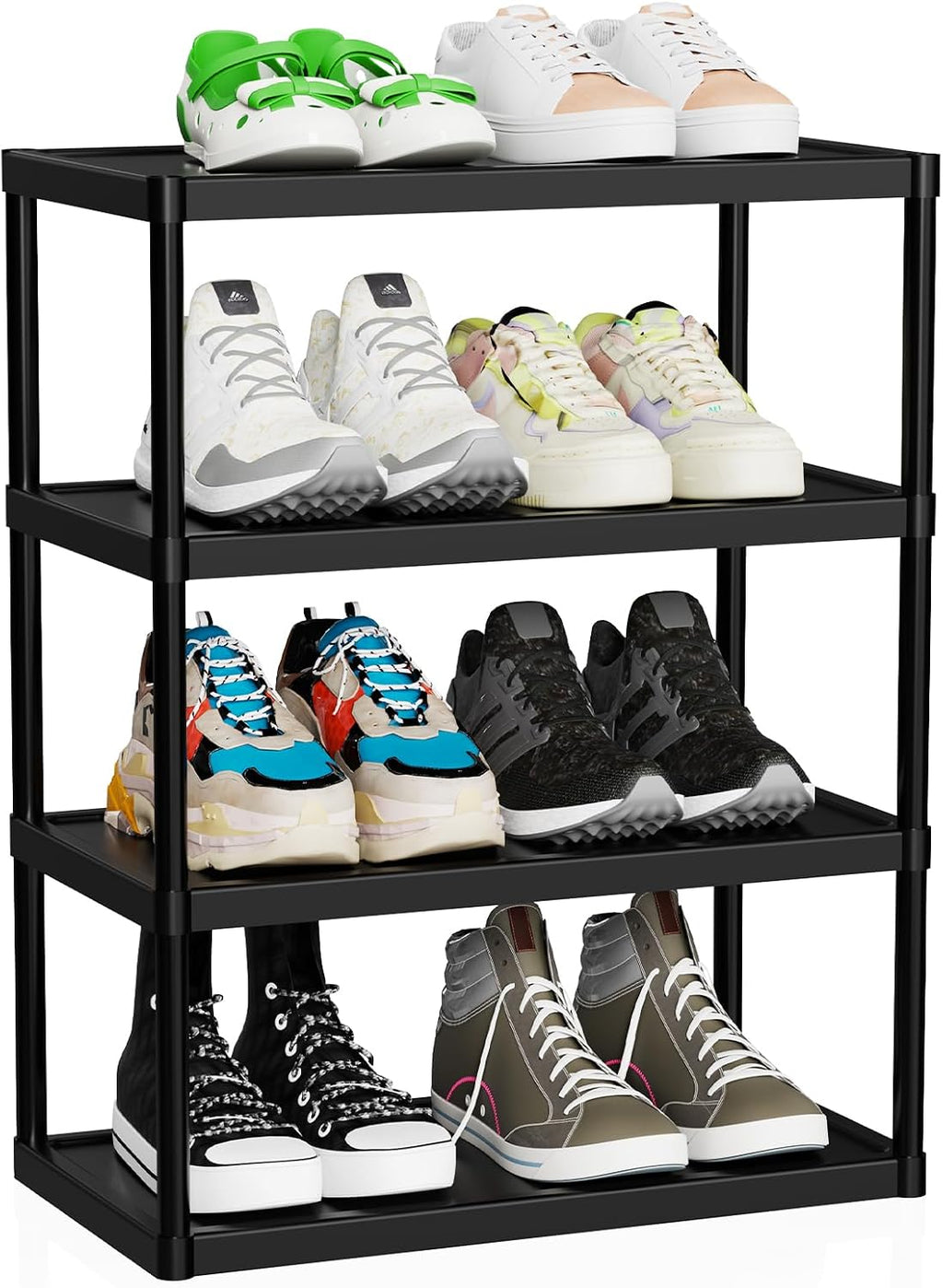 4-Tier Double Row Shoe Rack – Space Saving Shoe Storage Stand
