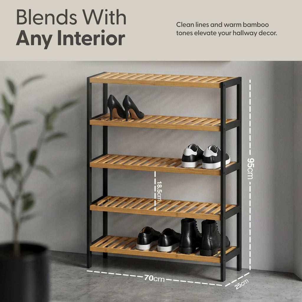 3-Tier Bamboo Shoe Rack – Wooden Shoe Storage Organiser