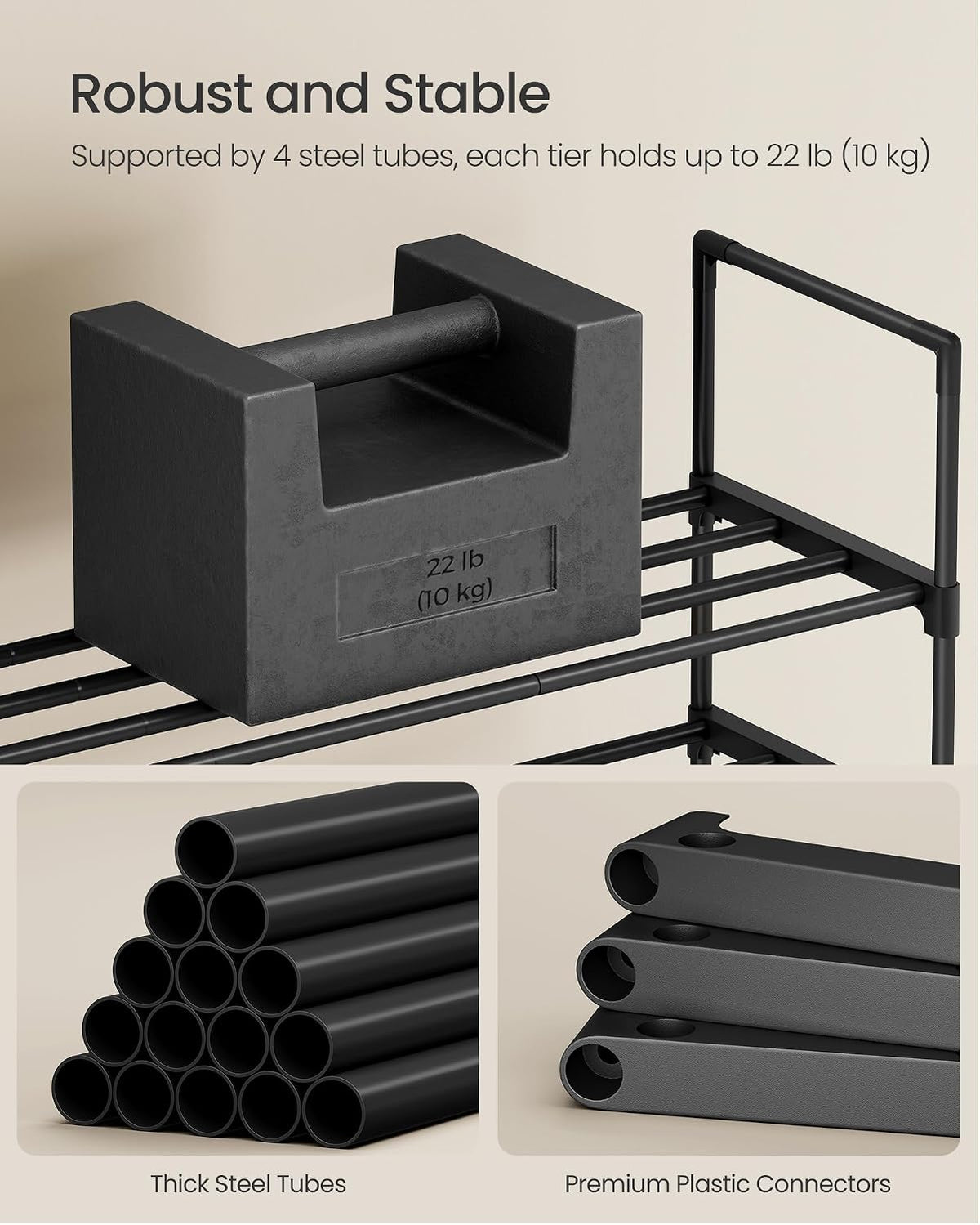 3-Tier Metal Shoe Rack – Multi-Level Shoe Storage Organiser