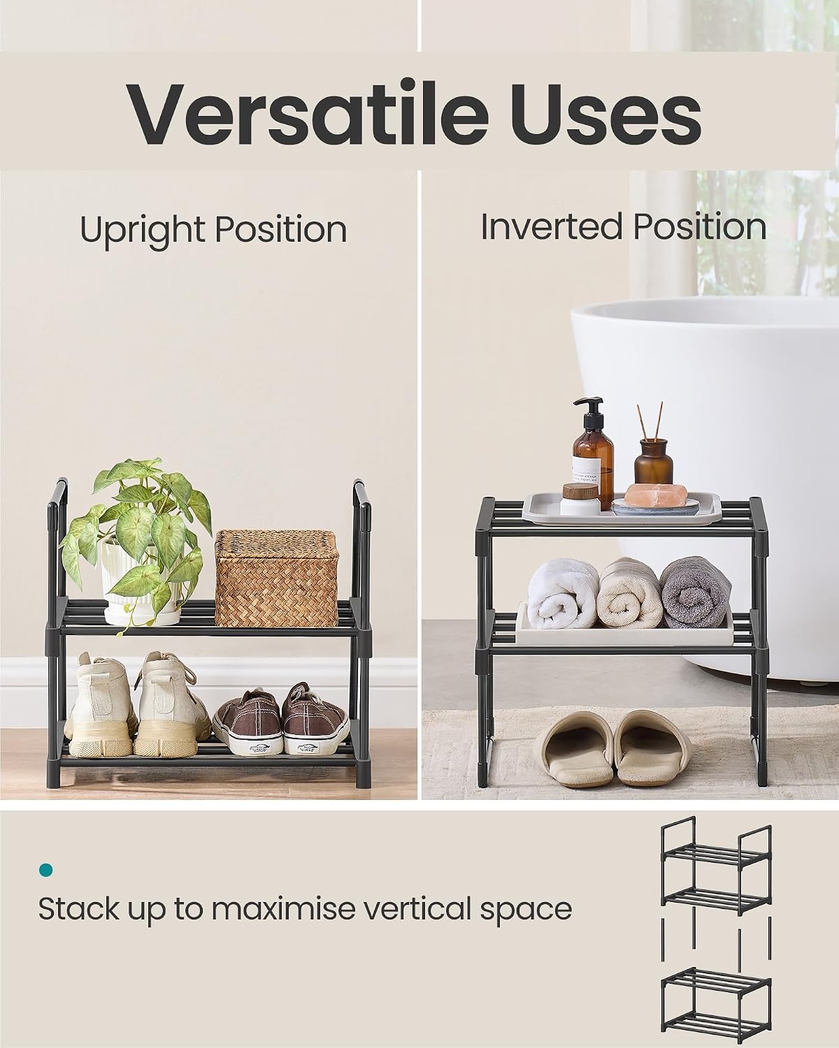 3-Tier Metal Shoe Rack – Multi-Level Shoe Storage Organiser