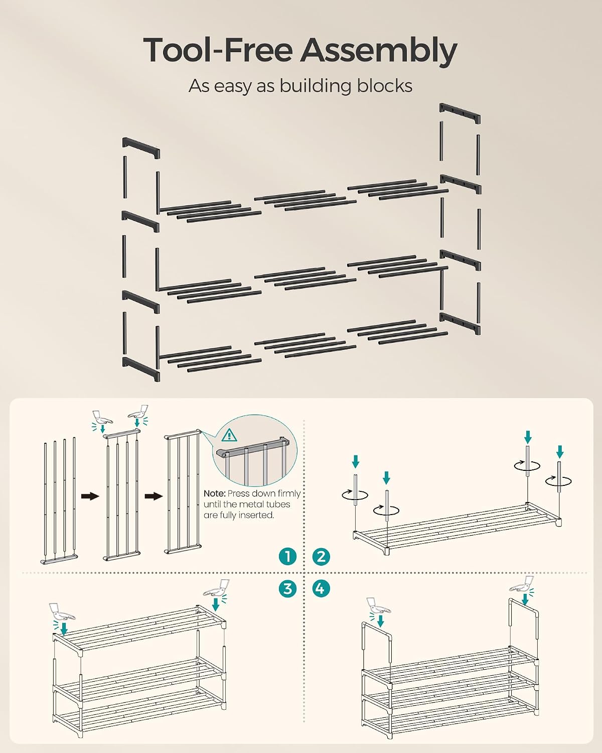 3-Tier Metal Shoe Rack – Multi-Level Shoe Storage Organiser