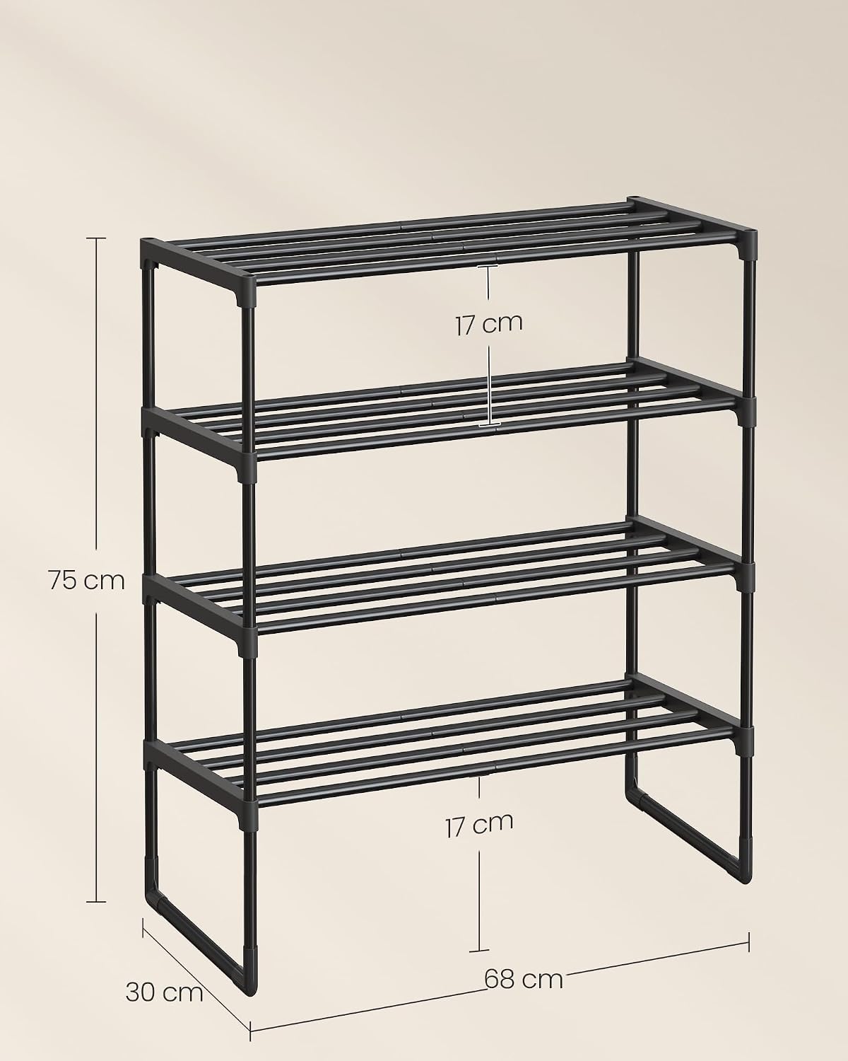 3-Tier Metal Shoe Rack – Multi-Level Shoe Storage Organiser