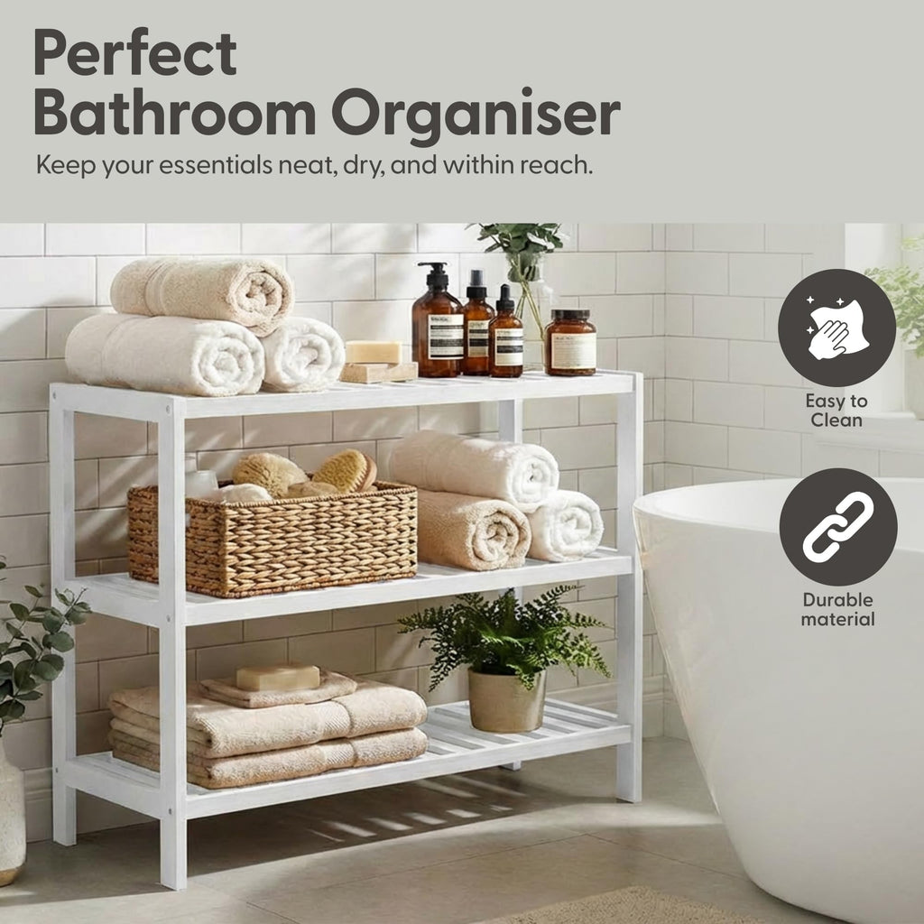3-Tier Bamboo Shoe Rack – Wooden Shoe Storage Organiser