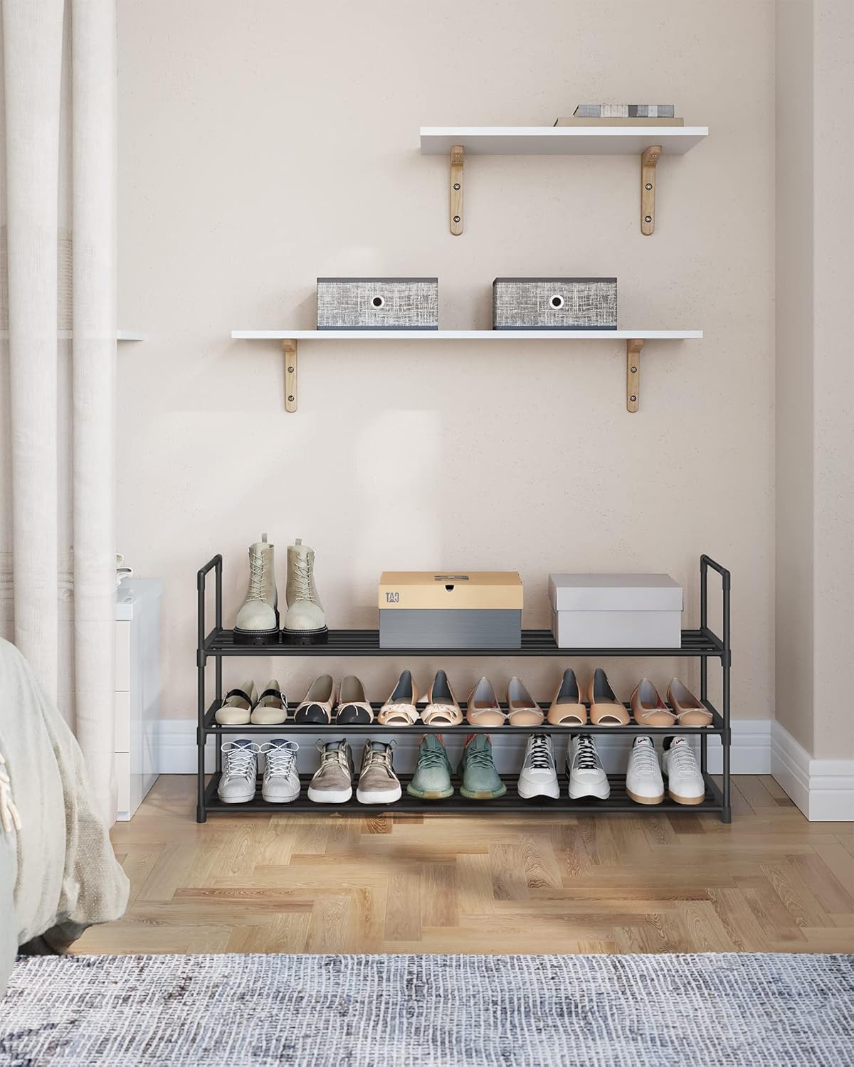 3-Tier Metal Shoe Rack – Multi-Level Shoe Storage Organiser