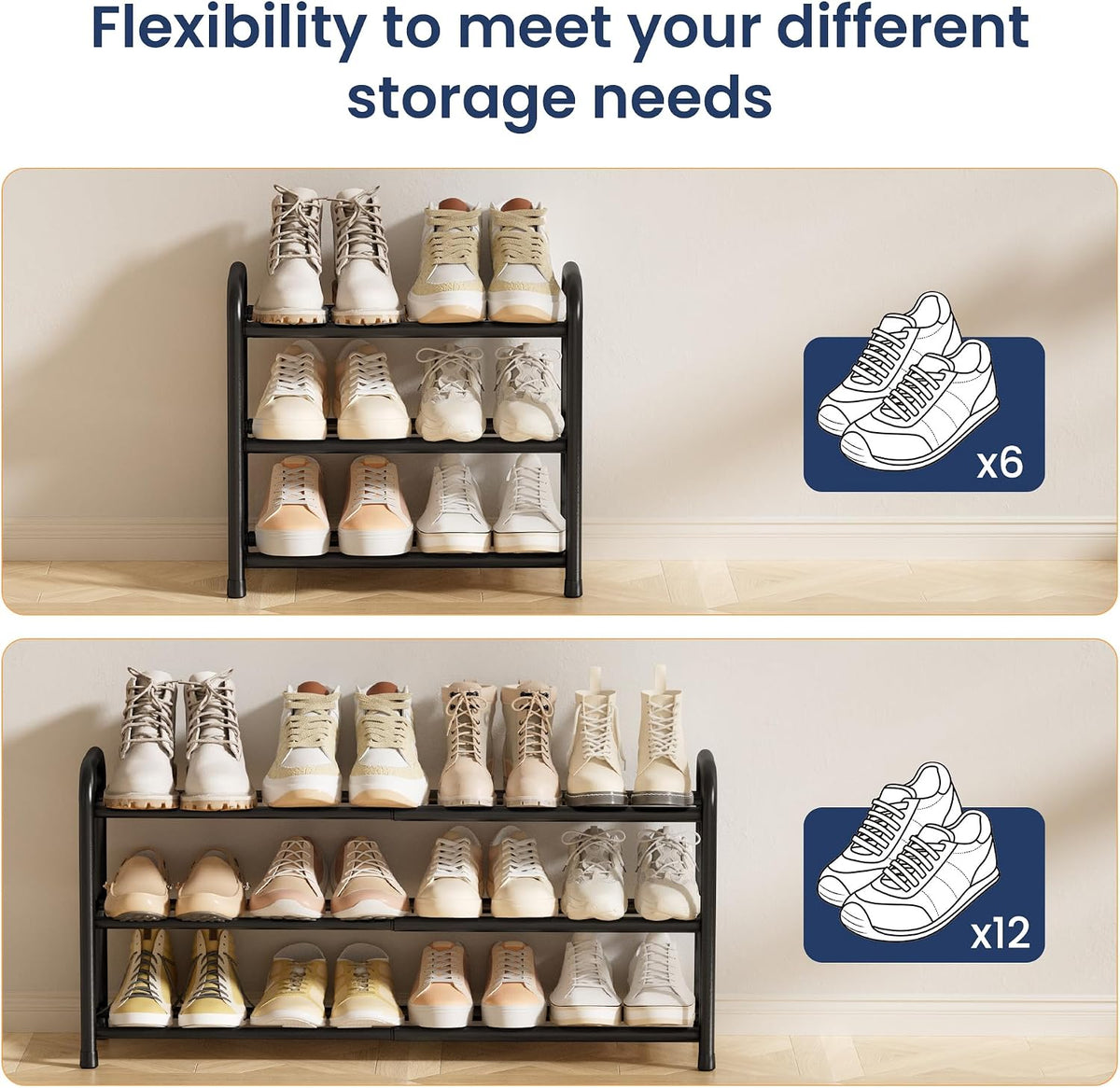 Expandable 3-Tier Shoe Rack – Adjustable Shoe Storage Organiser