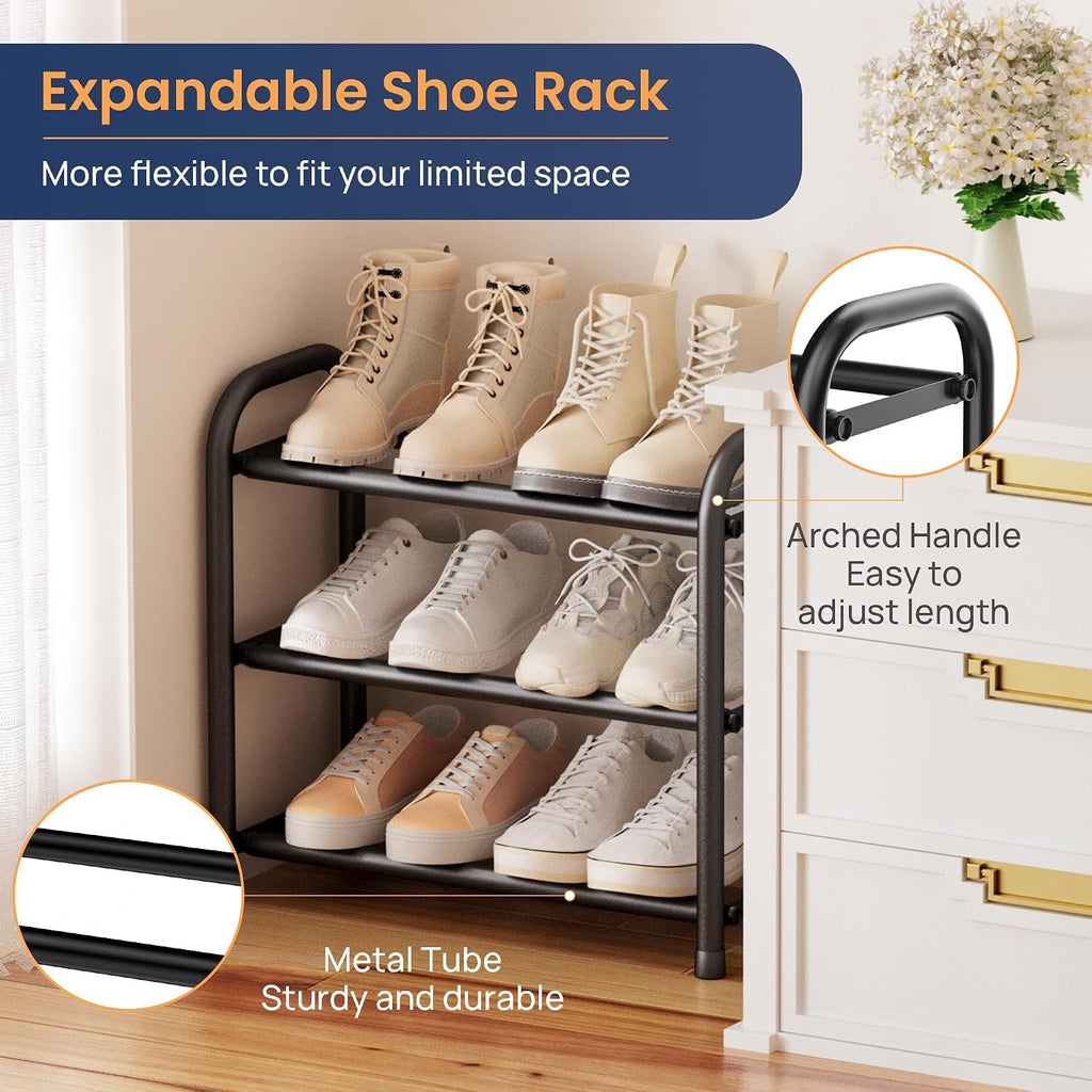 Expandable 3-Tier Shoe Rack – Adjustable Shoe Storage Organiser