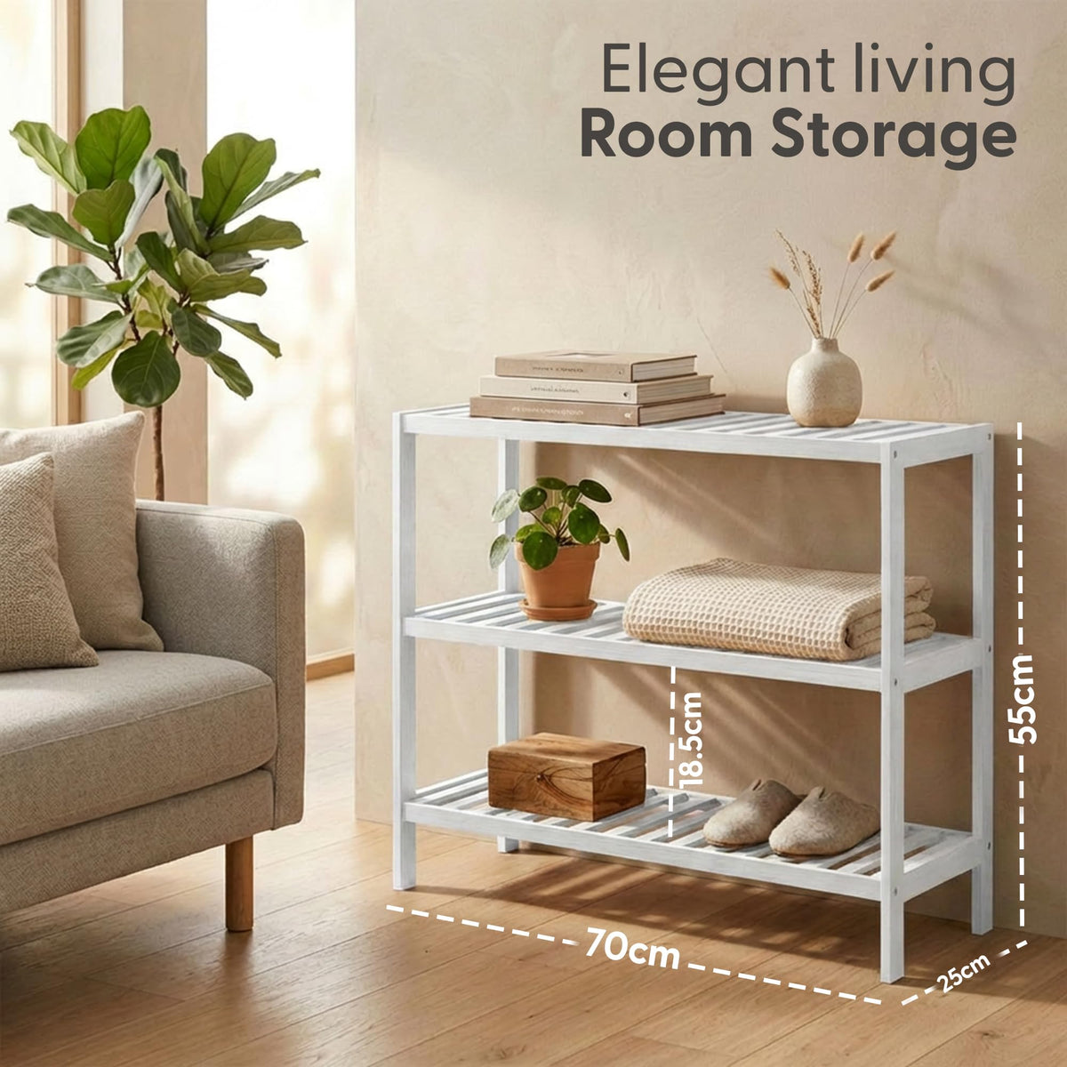 3-Tier Bamboo Shoe Rack – Wooden Shoe Storage Organiser