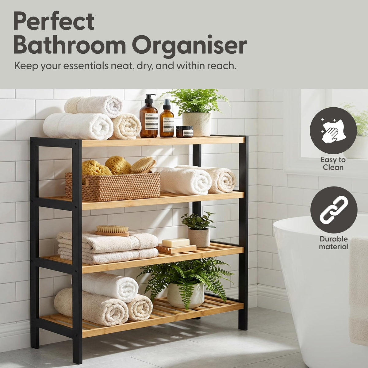 3-Tier Bamboo Shoe Rack – Wooden Shoe Storage Organiser