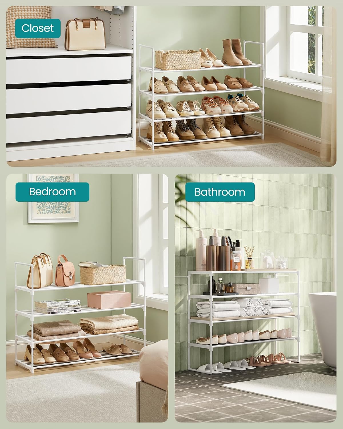3-Tier Metal Shoe Rack – Multi-Level Shoe Storage Organiser