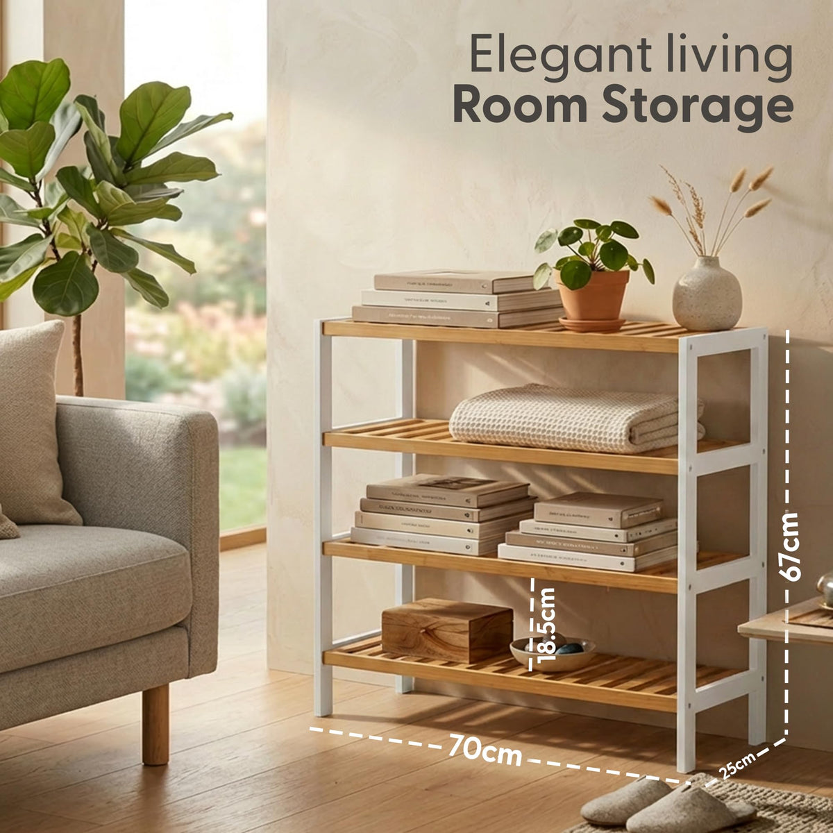 3-Tier Bamboo Shoe Rack – Wooden Shoe Storage Organiser