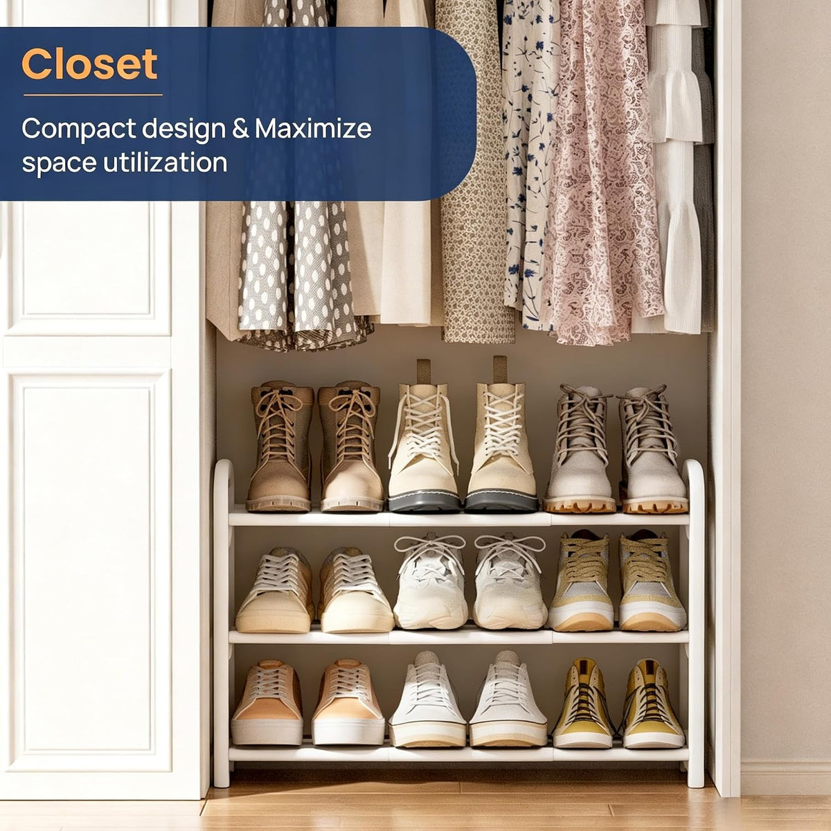 Expandable 3-Tier Shoe Rack – Adjustable Shoe Storage Organiser