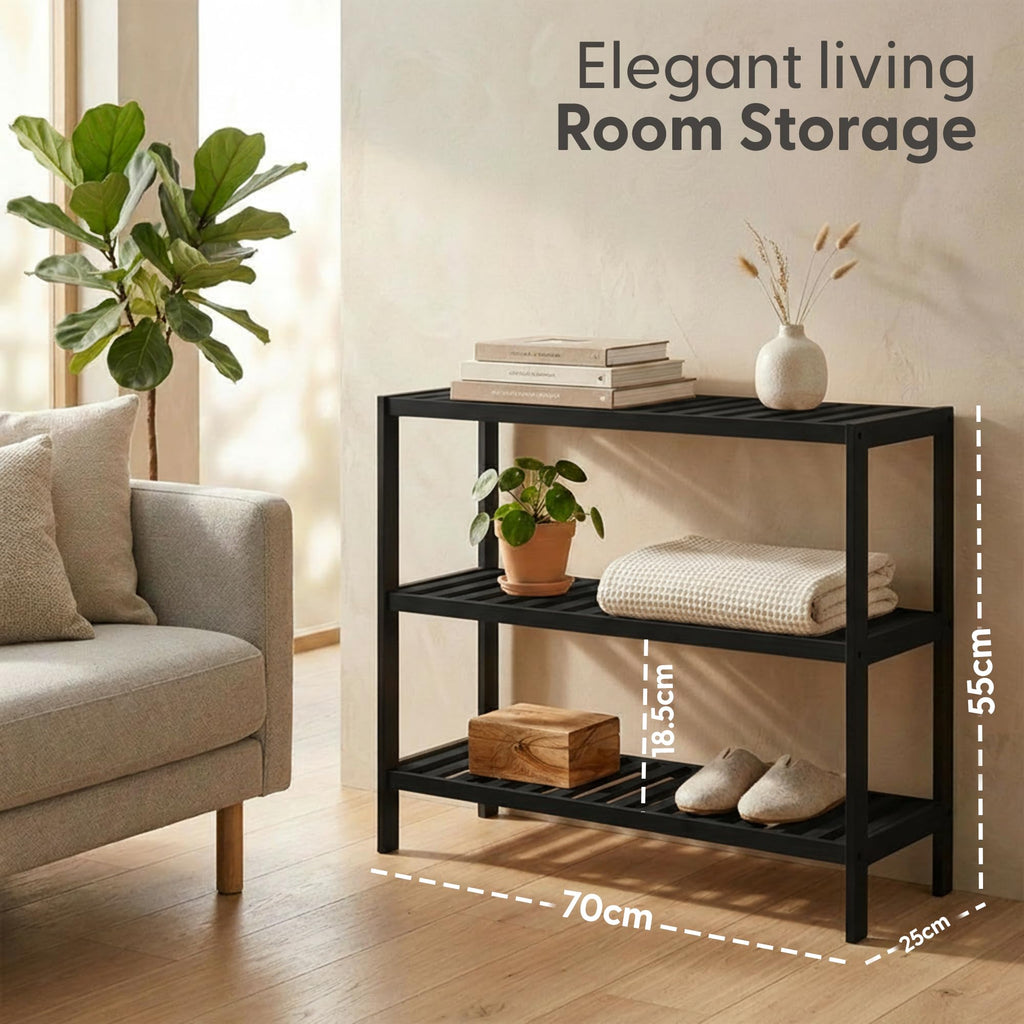 3-Tier Bamboo Shoe Rack – Wooden Shoe Storage Organiser
