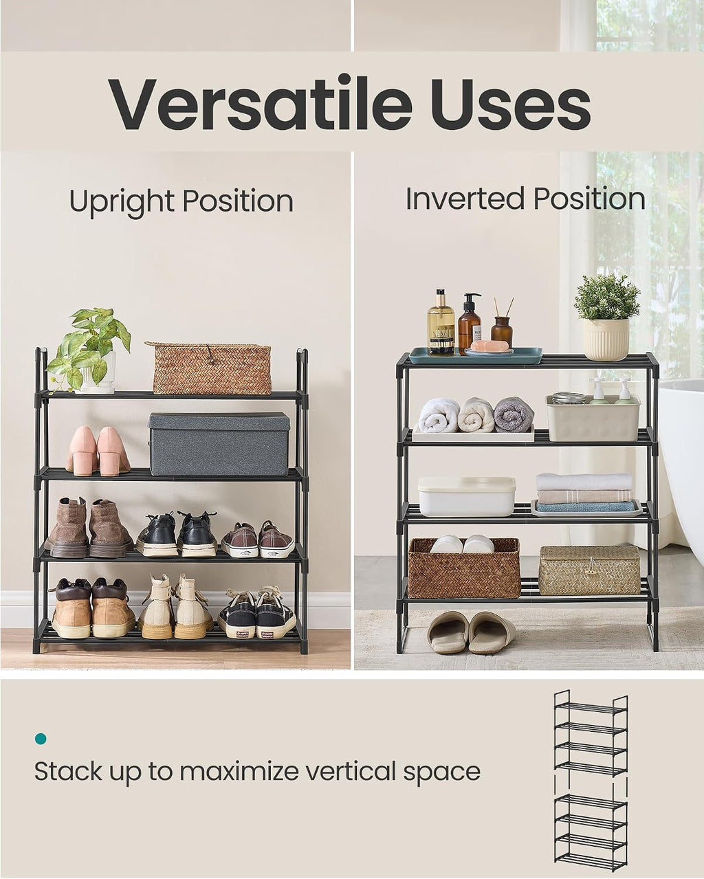 3-Tier Metal Shoe Rack – Multi-Level Shoe Storage Organiser