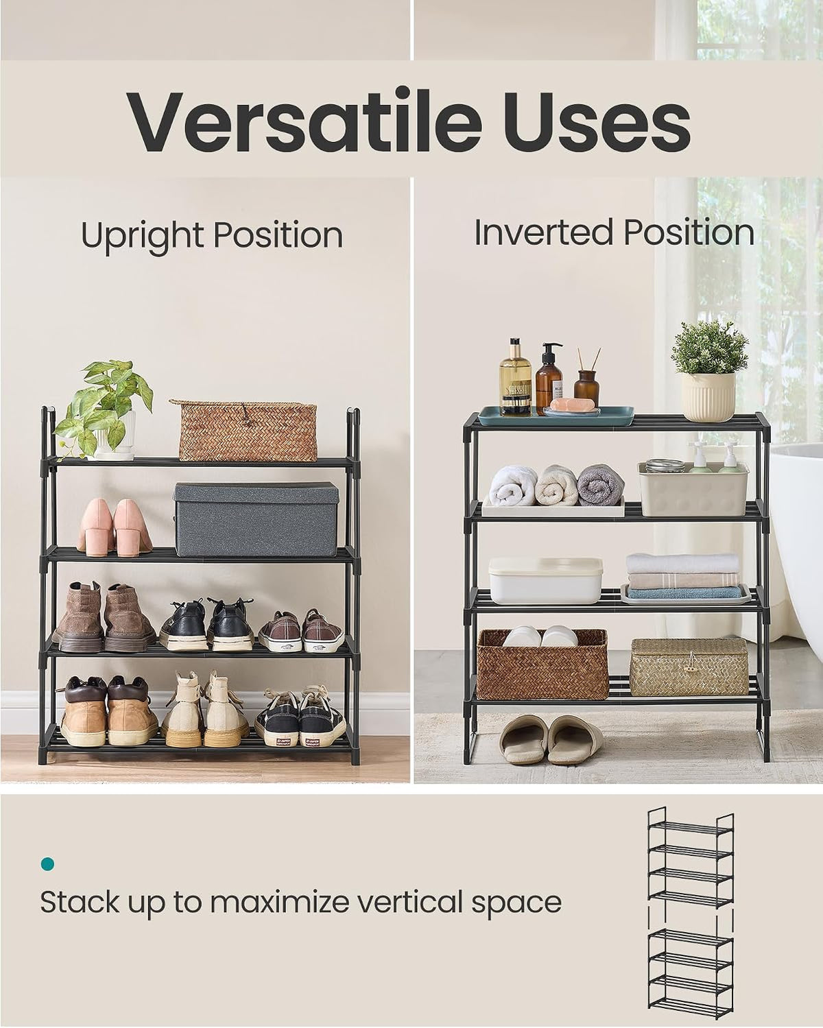 3-Tier Metal Shoe Rack – Multi-Level Shoe Storage Organiser