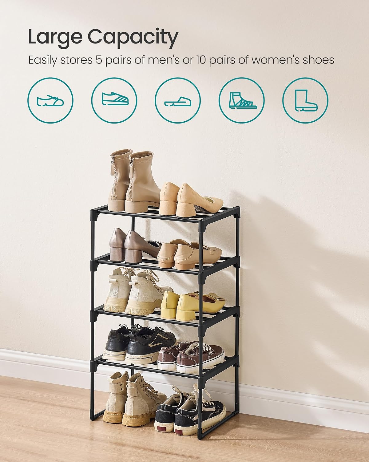 3-Tier Metal Shoe Rack – Multi-Level Shoe Storage Organiser