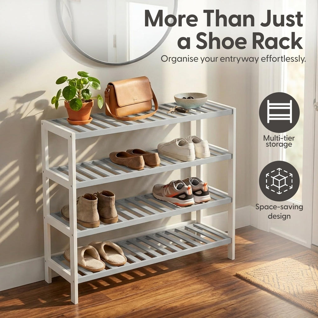 3-Tier Bamboo Shoe Rack – Wooden Shoe Storage Organiser