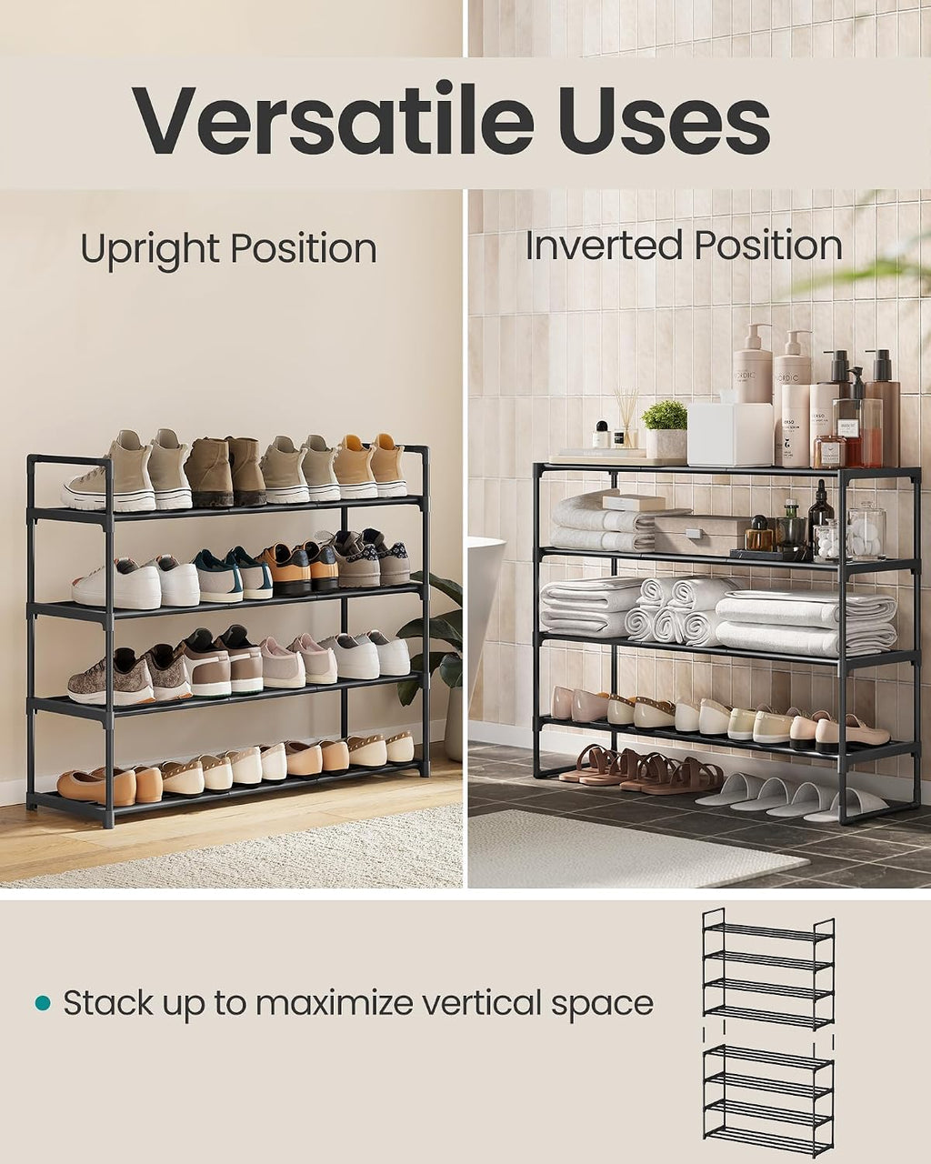 3-Tier Metal Shoe Rack – Multi-Level Shoe Storage Organiser