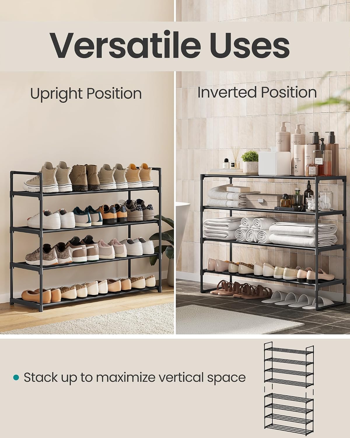 3-Tier Metal Shoe Rack – Multi-Level Shoe Storage Organiser