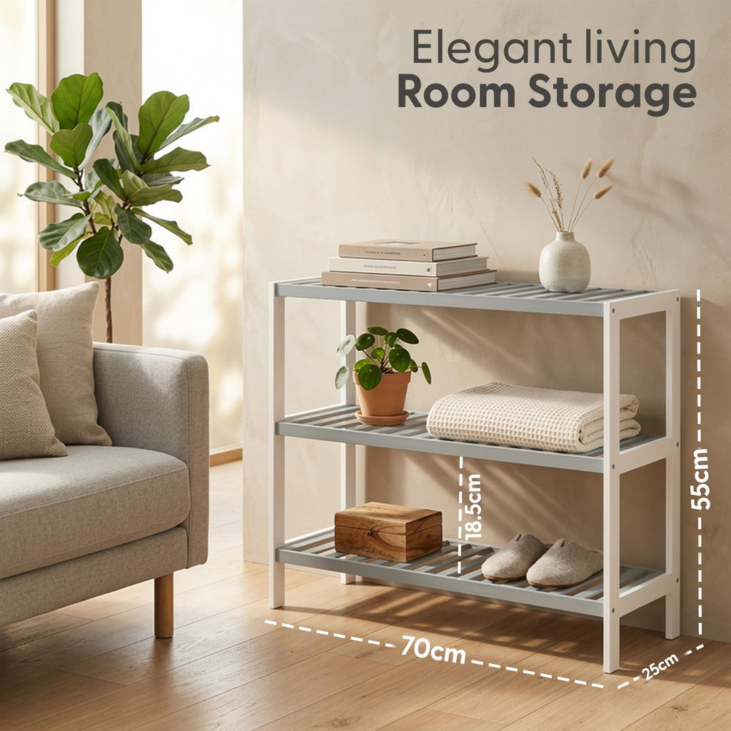 3-Tier Bamboo Shoe Rack – Wooden Shoe Storage Organiser