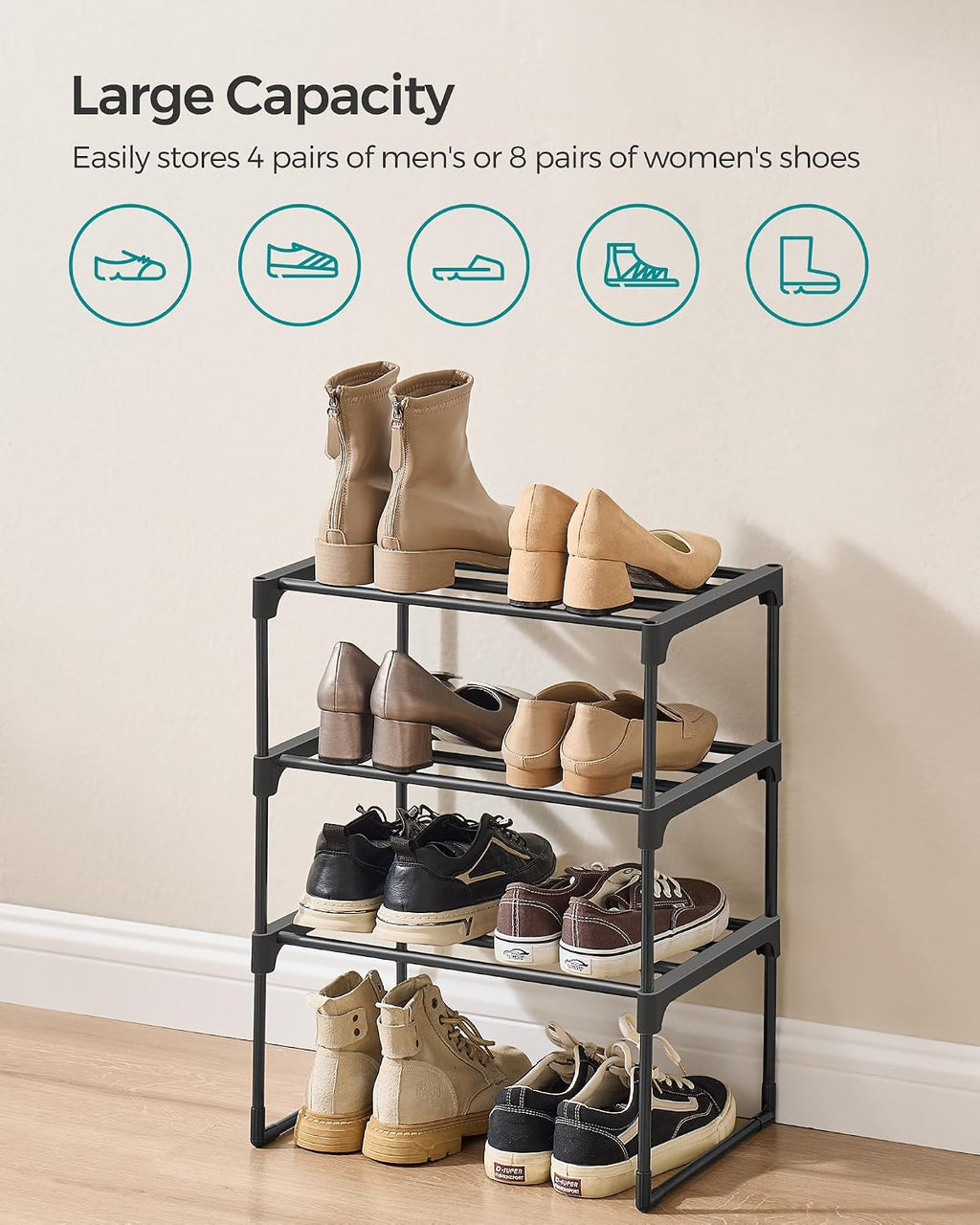 3-Tier Metal Shoe Rack – Multi-Level Shoe Storage Organiser