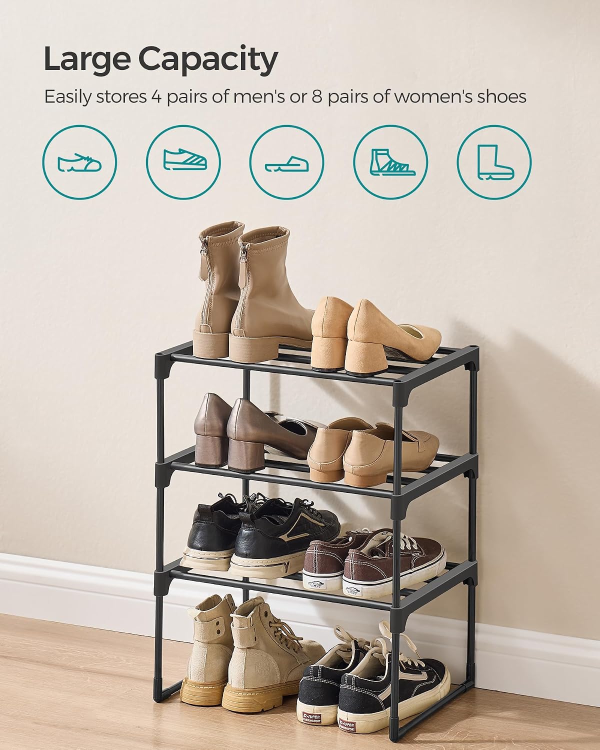 3-Tier Metal Shoe Rack – Multi-Level Shoe Storage Organiser