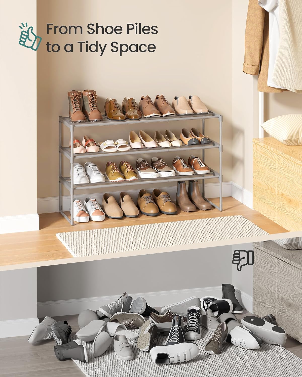 3-Tier Metal Shoe Rack – Multi-Level Shoe Storage Organiser